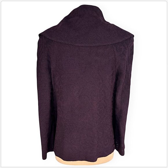 St. John Purple Aubergine Textured Damask Pattern Knit Metallic Shimmer Jacket 8 - Picture 3 of 4